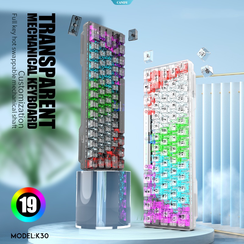 K30 Mechanical Keyboard Fashion Transparent Shell 61 Keys Laptop
