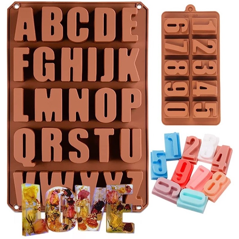 26 English Letters Large Silicone Mold Chocolate Candy A-Z Large Letters  Size 0-9 Cake Pan Birthday Party Cake Decoration