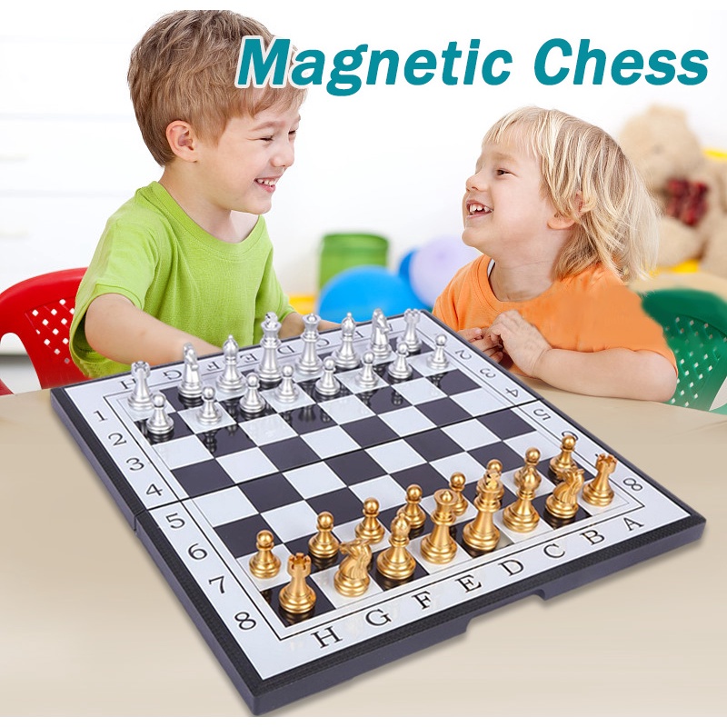 1Set Gold Silver Black And White Magnetic Chess Checkers Foldable ...