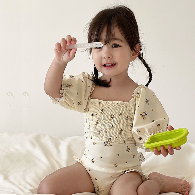 [W.M KIDS & BABY] Ready Stock & Free Shipping Girls Swimsuit Summer New Style Niche Retro Floral