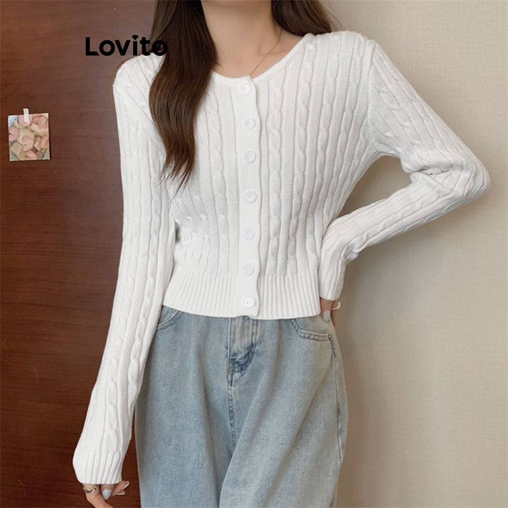 Lovito Women Button Front Cardigans L59ED008 | Shopee Philippines