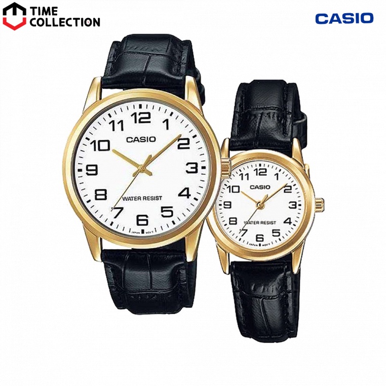 Casio Couple Watch COUPLE-V001GL-7B Analog Leather Strap Watch | Shopee ...