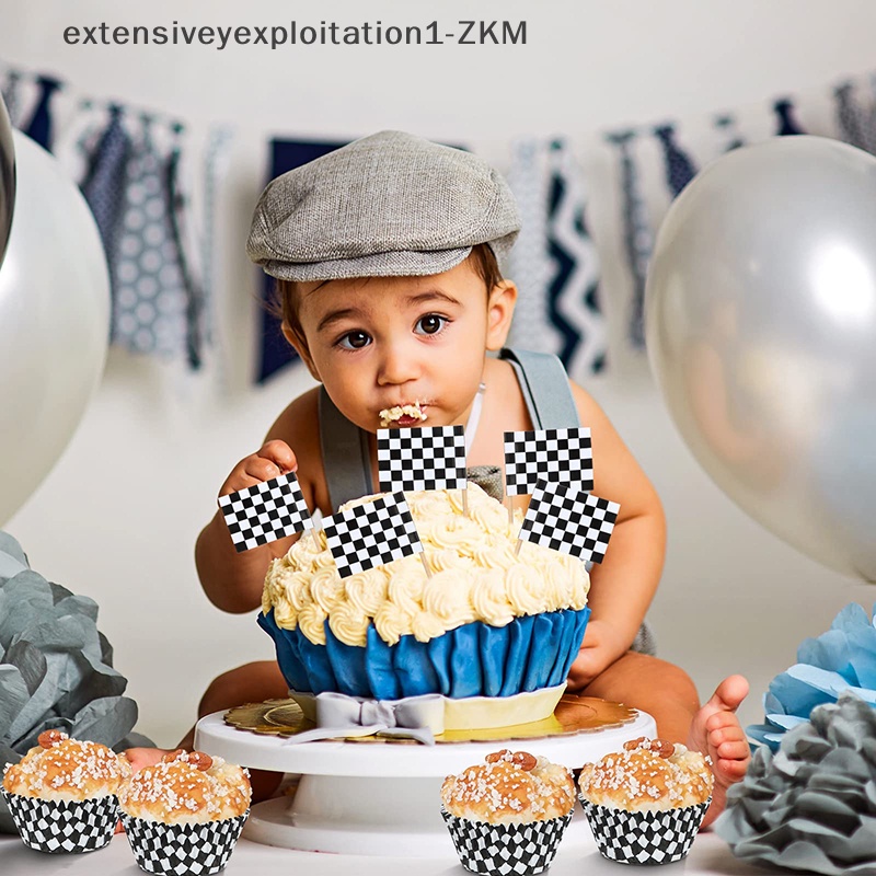 【EPPH】 Checkered Flag Toothpicks Racing Flag Cupcake Topper Picks