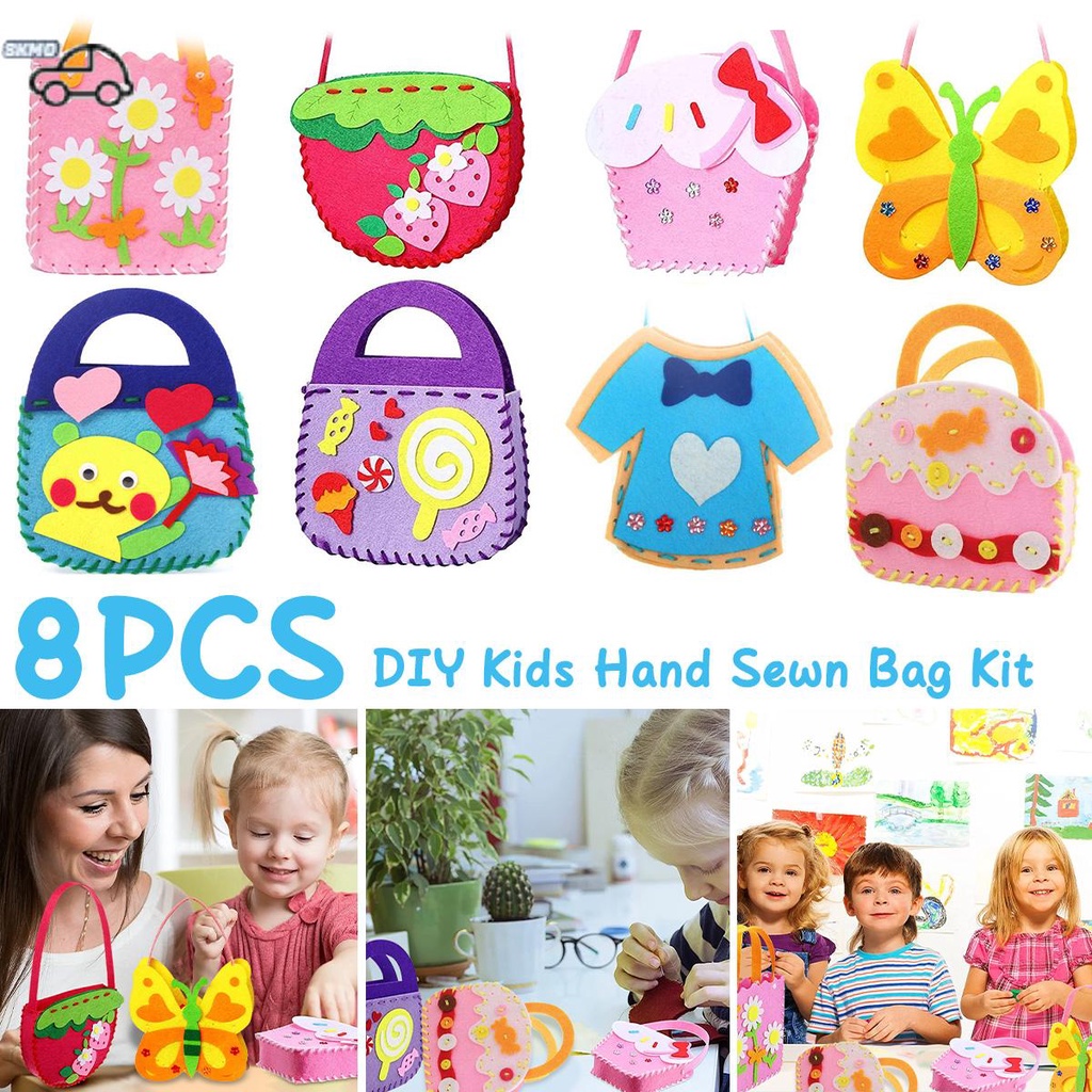 8Pcs First Sewing Kit for Kids DIY Felt Sewing Kit Preschool