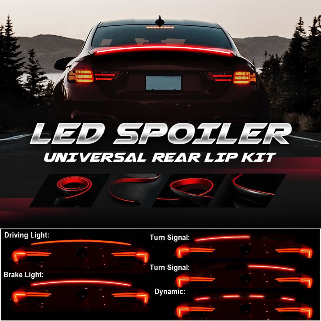Dynamic LED Spoiler Universal Rear Trunk Spoiler Roof Wing Turn Signal ...
