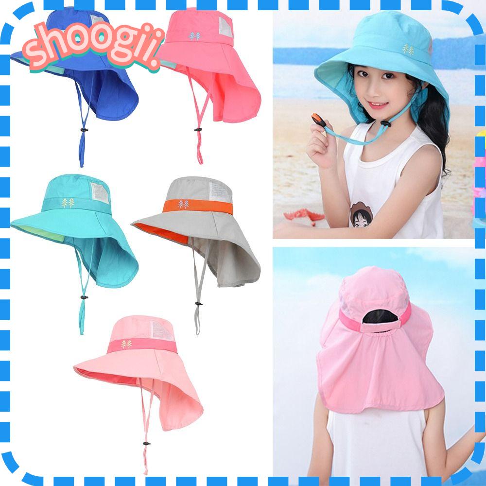 SHOOGYY Children Bucket Hats Summer Boy Girl Beach Cap Wide Brim Cap