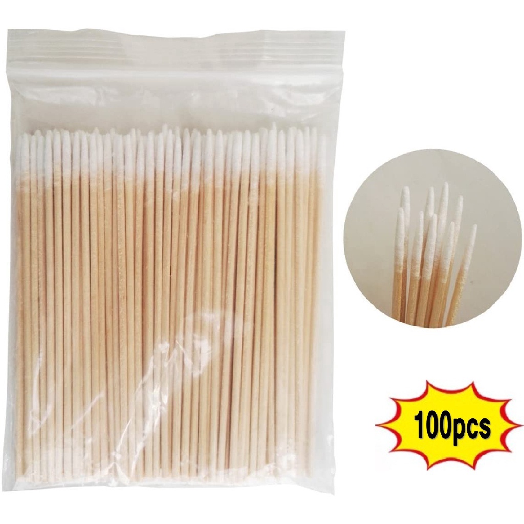 100 Pcs Set Cotton Swab / Cotton Swabs Wood Sticks / Cotton Swabs Pointed Tip / Long Wood Handle