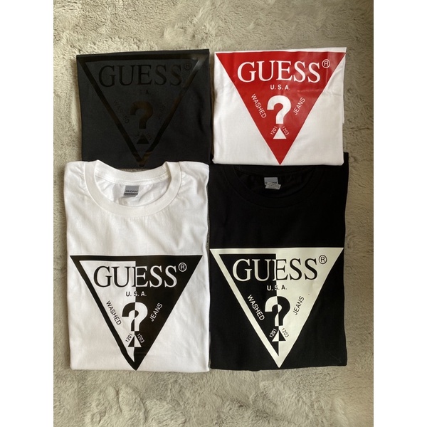 Guess Unisex T-shirt Cotton Pattern Printed Black and White Design ...