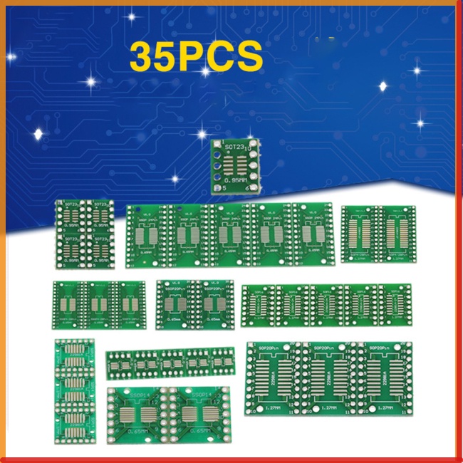 HOG 35 Pcs 7 Kinds Pcb Board Kits Smd To In-line Ic Adapter Converter ...