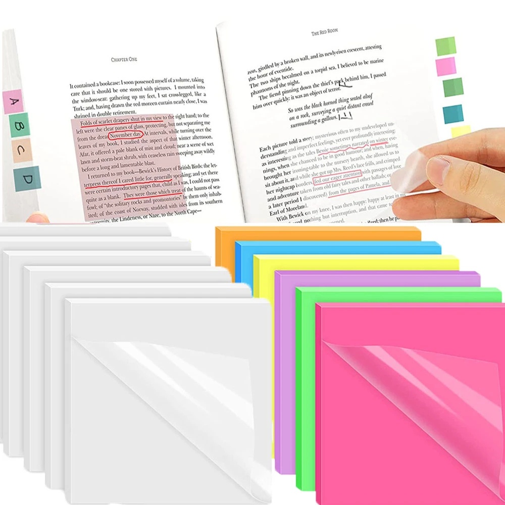 50 Sheets Waterproof Transparent Sticky Notes Pad Stickers/Daily To Do