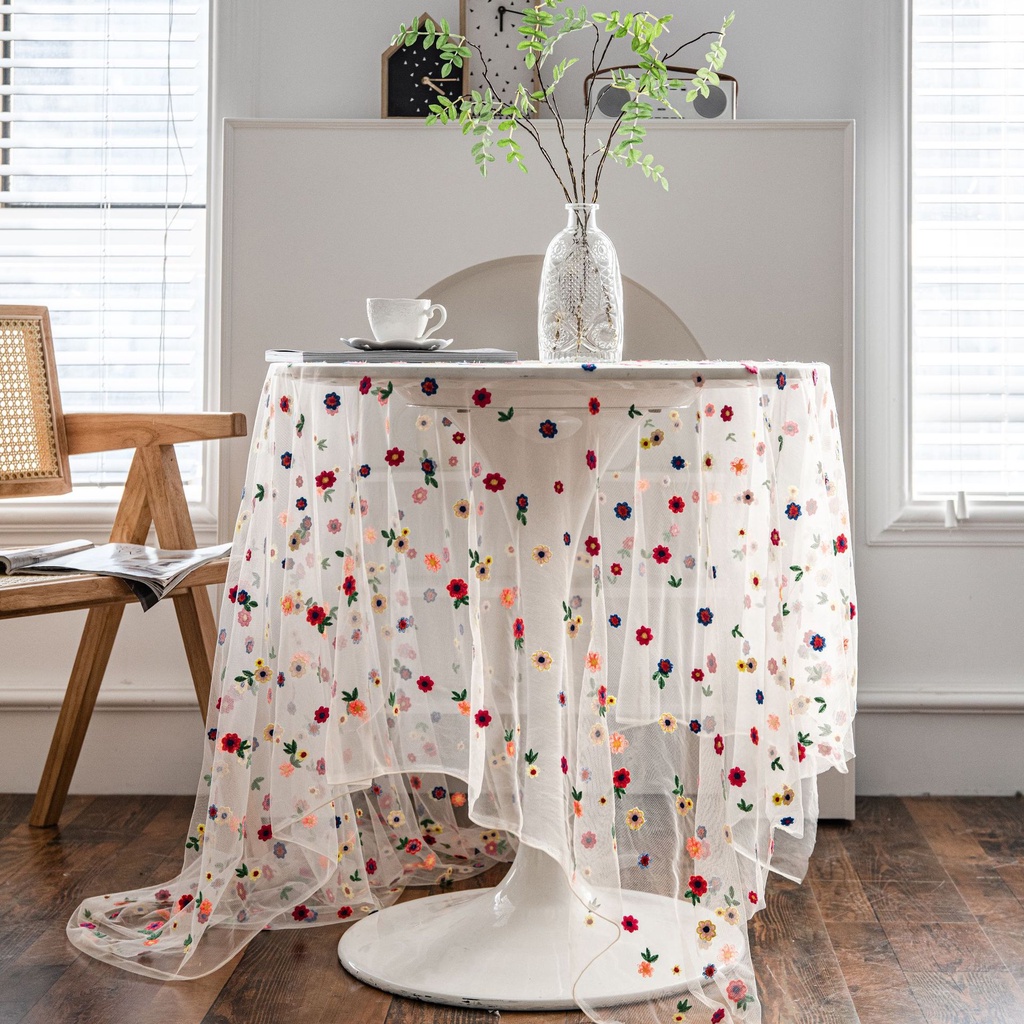 [Follow To Get Discount Coupons] JoyMart French Embroidered Tablecloth Floral Lace Tablecloth