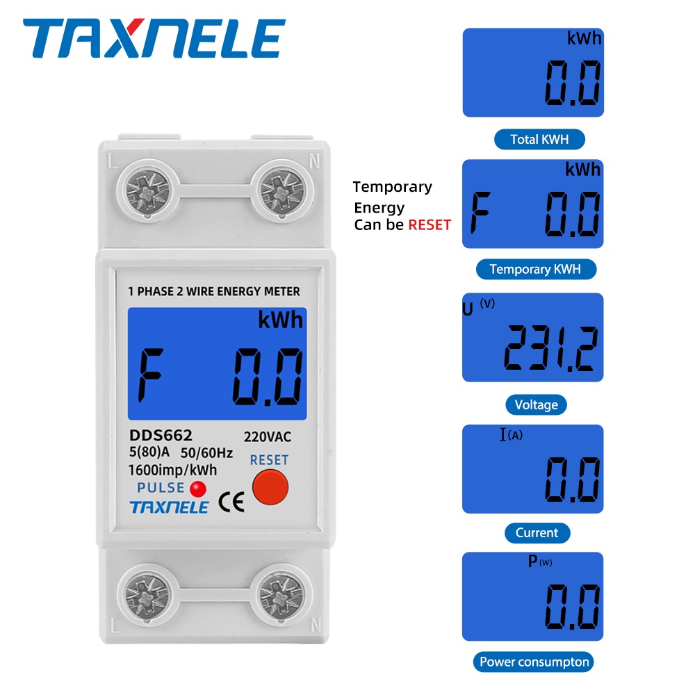 AC 230V 120V Single Phase Two Wire LCD Digital Display Wattmeter Reset ...