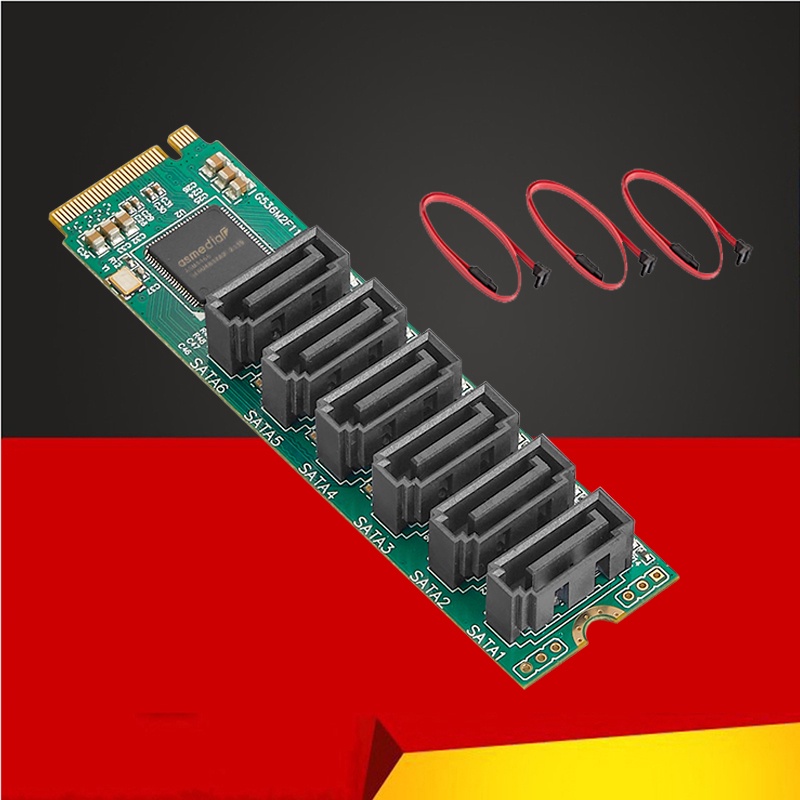 NVME TO SATA Expansion Card Adapter Riser M2 NGFF M.2 M Key to 6 Port ...