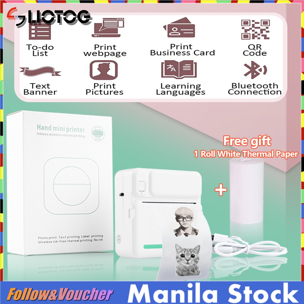 LIOTOG C19 Bluetooth Thermal Printer Photo Printer Mini Printer Paper