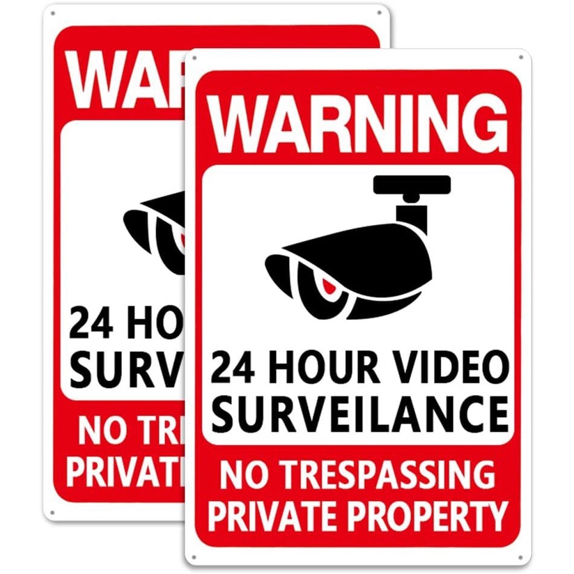 Yplonon 24 Hour Video Surveillance Warning Safety Sign 1 Pack Outdoor 