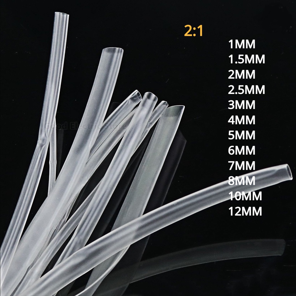 5Meter 21 Transparent Heat Shrink Tube 1mm8mm Transparent Clear Heat