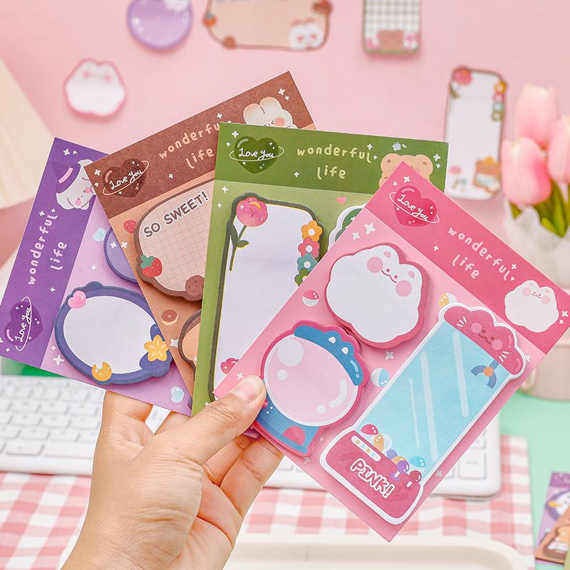 Cartoon Adhesive Cute Kawaii Animals Notes Notepad Memo Pad Office ...