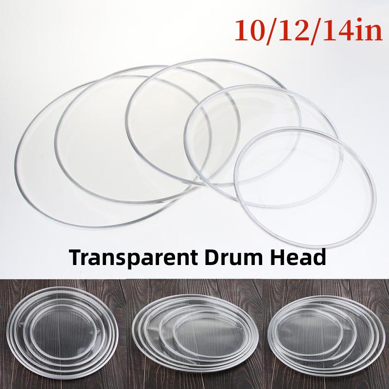 10" 12" 14" Transparent 2ply Drum Head Skin + Aluminum Frame For Drum
