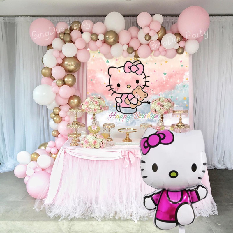 63/64pcs Set Disney Hello Kitty Theme Balloons Garland Arch Kit 32 ...