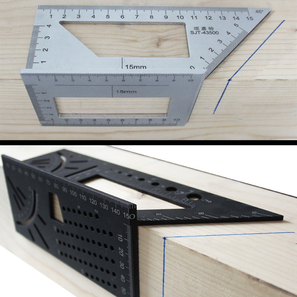 45/90 Degree Aluminum Right Angle Ruler - Precise Woodworking Measuring Tool