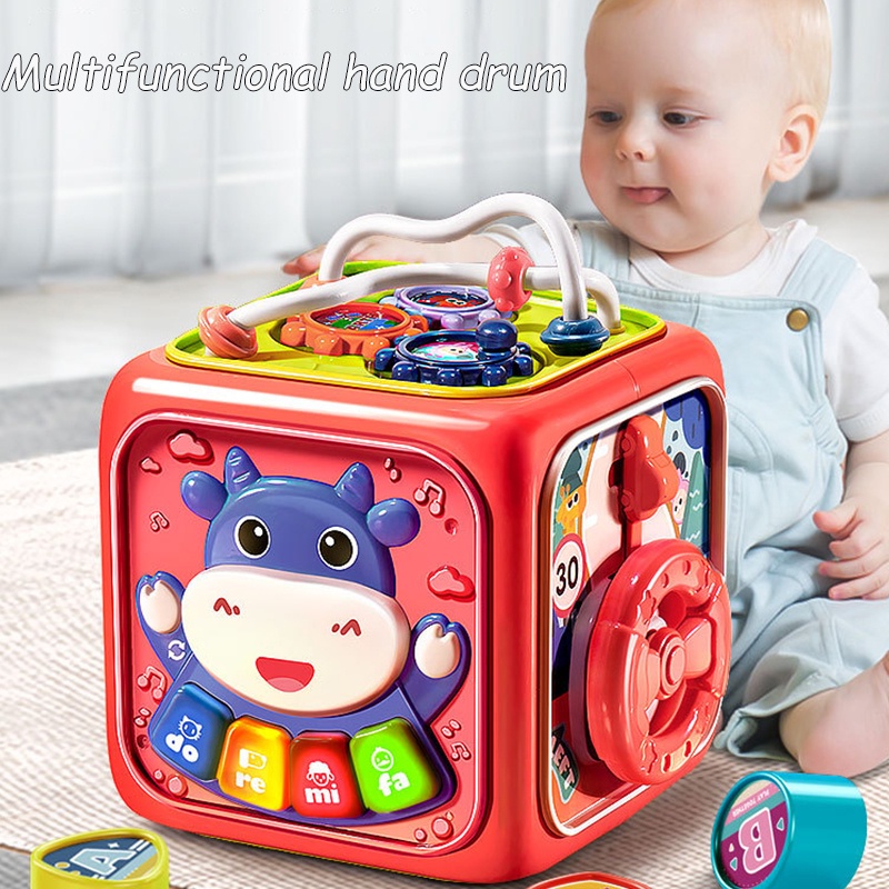 Hexahedron Multi Function Hand Beat Drum For Infants Digital Graphic ...