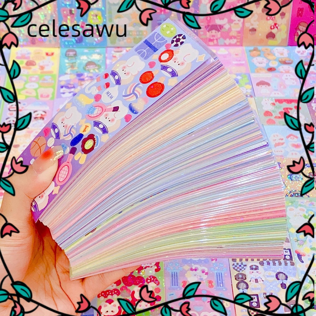 50Pcs Cartoon Handbook Stickers Cute Laser Shiny Stickers DIY