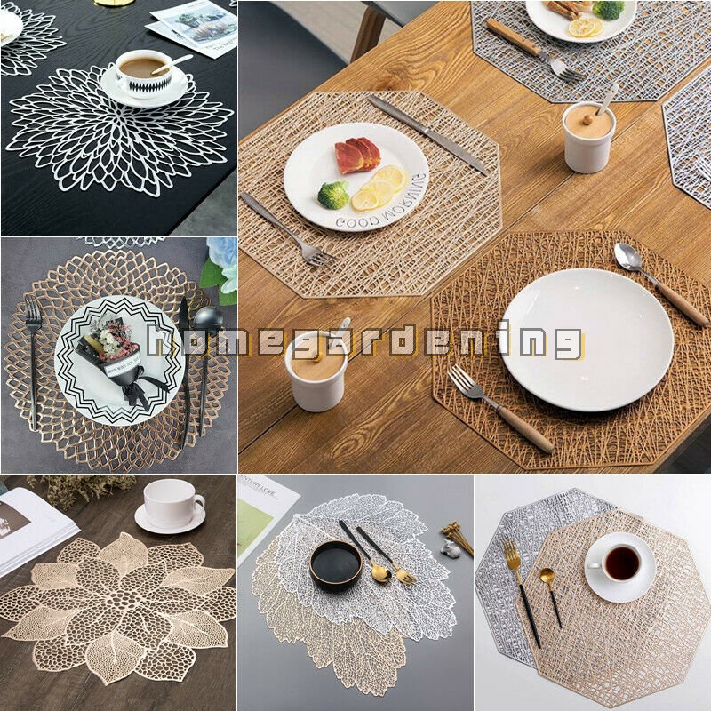 Placemat for Dining Table Coasters Lotus Leaf Palm Leaf Simulation