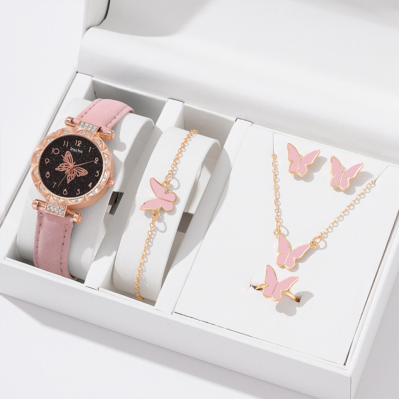 Women Watch Luminous Butterfly Bracelet Set Analog Watch | Shopee