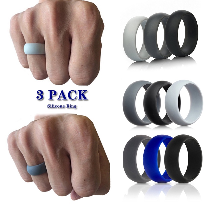 3PCS/Pack 8mm Silicone Rubber Bands Finger Rings Flexible Sports ...