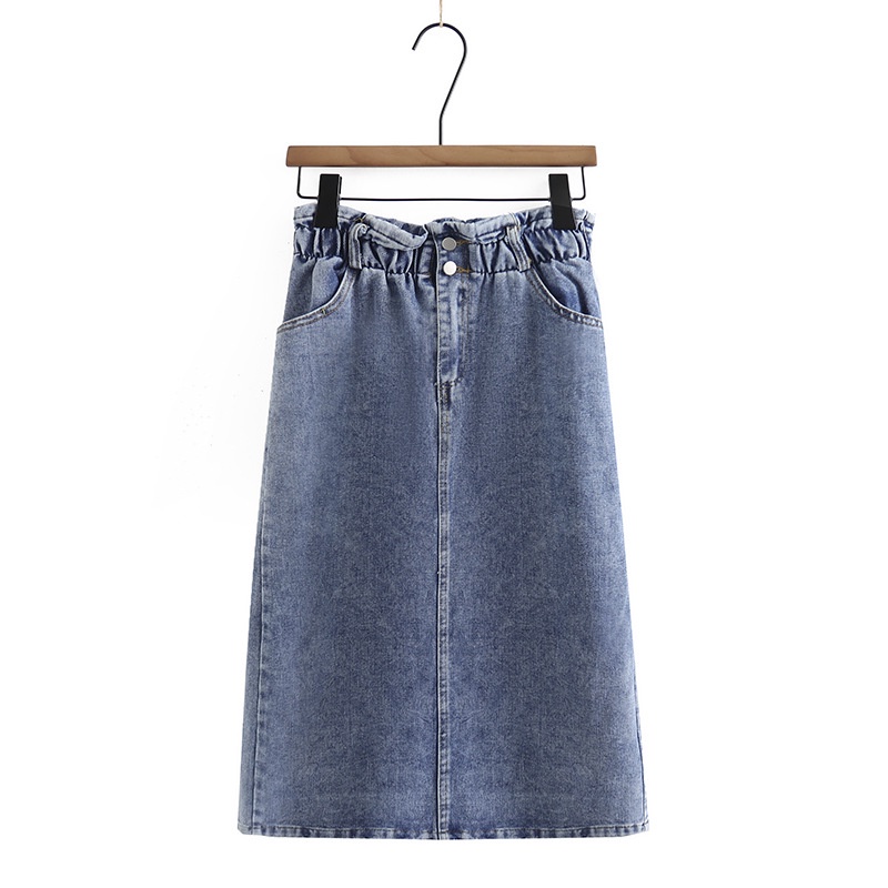 Extra High-Waisted A-Line Midi Jean Skirt