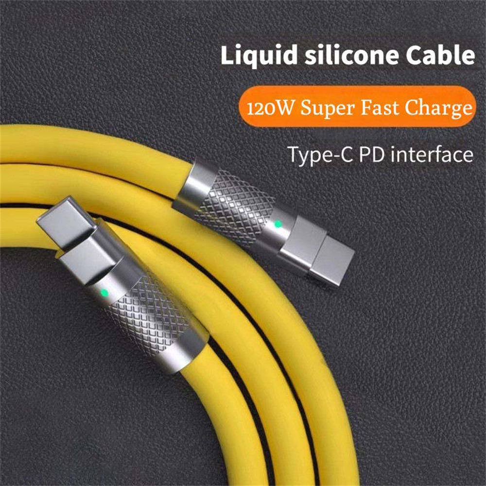 Zinc Alloy 120w Liquid Silicone Wire Quick Charger Cord 6a Super Fast Charging Type C To Type C 8896