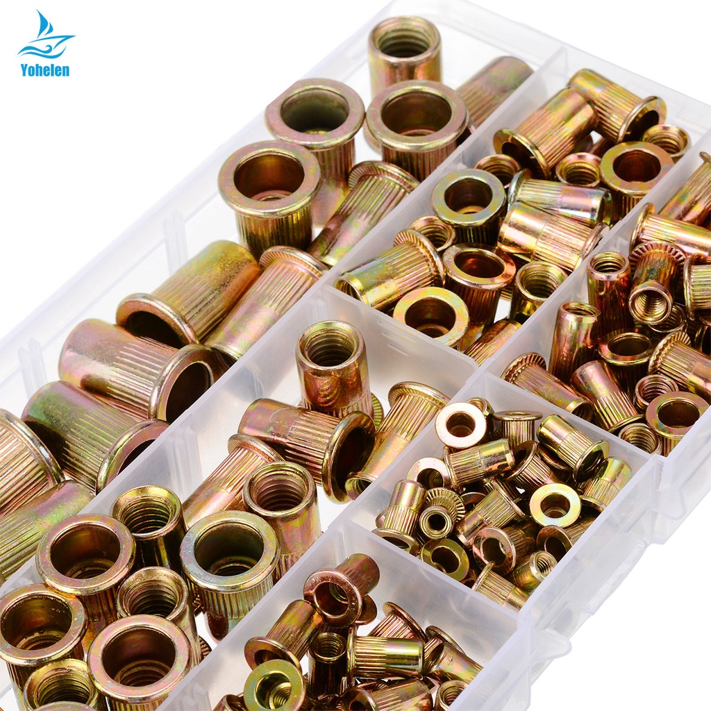 150pcs/set M3 M4 M5 M6 M8 M10 Rivet Nut Kit Mixed Zinc Plated Carbon ...