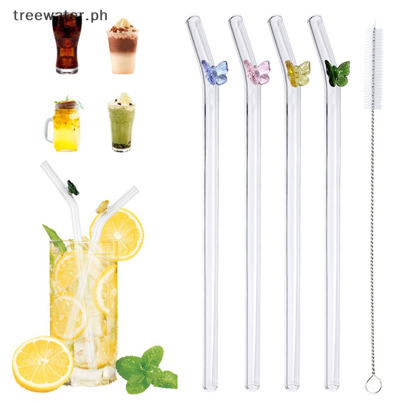 Pack of Butterfly Glass Straws Butterfly GLASS STRAW Pack Reusable