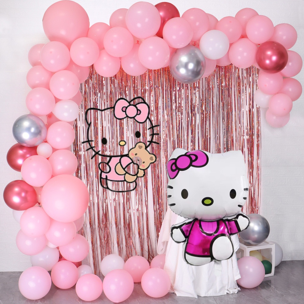 55/56pcs Disney Standing Hello Kitty Balloons Garland Arch Kit 32