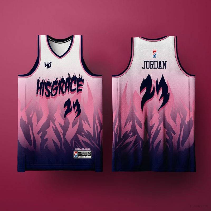 YP2 Jordan Jersey Pink Flame Basketball Sports Vest Unisex Fans Edition