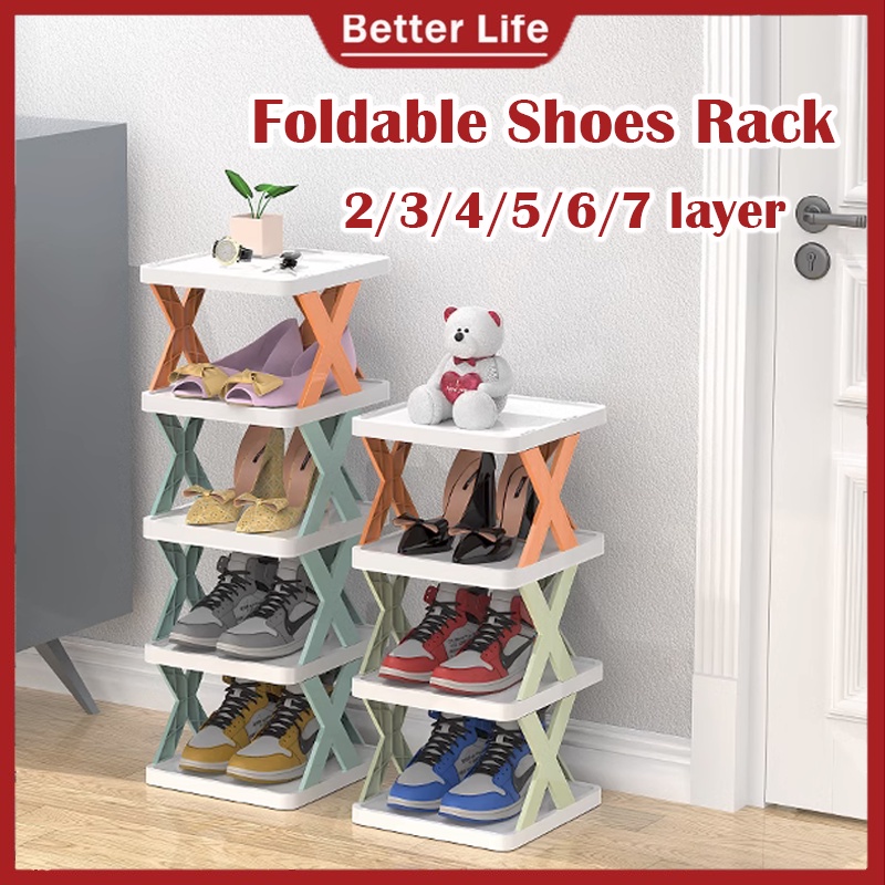 Foldable Shoes Rack Simple X-Shaped Plastic Shoe Rack Dormitory Shoes ...