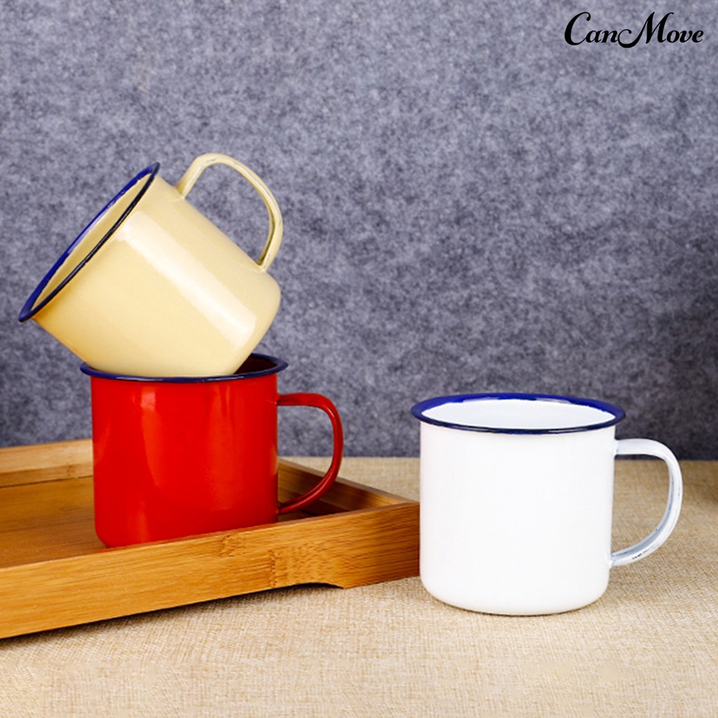 (CM)Retro Style Multi-use Water Mug Enamel Practical Non-sliding Base ...