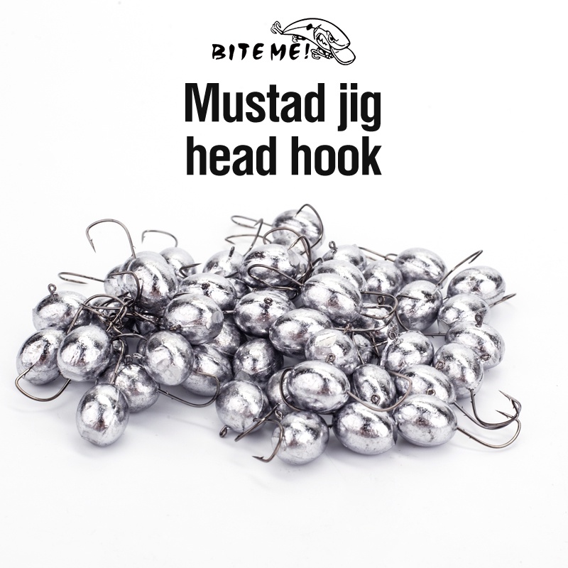 10PCS Unpainted Jig Heads 0.8g6g Mustad Ball Heads with Carbon Steel