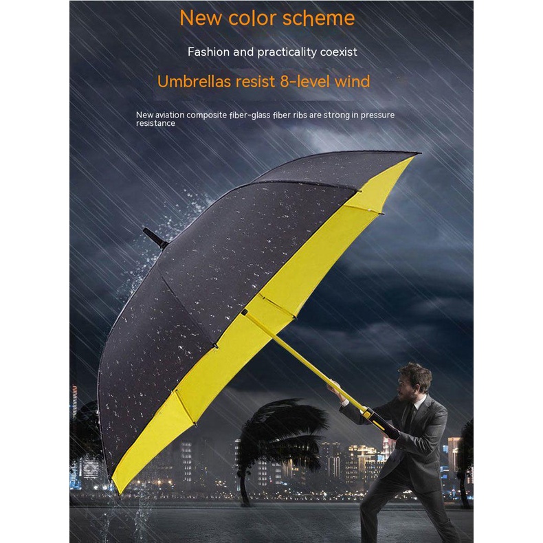 Double Layer Golf Umbrella Long Handle Rain Or Straight Oversized