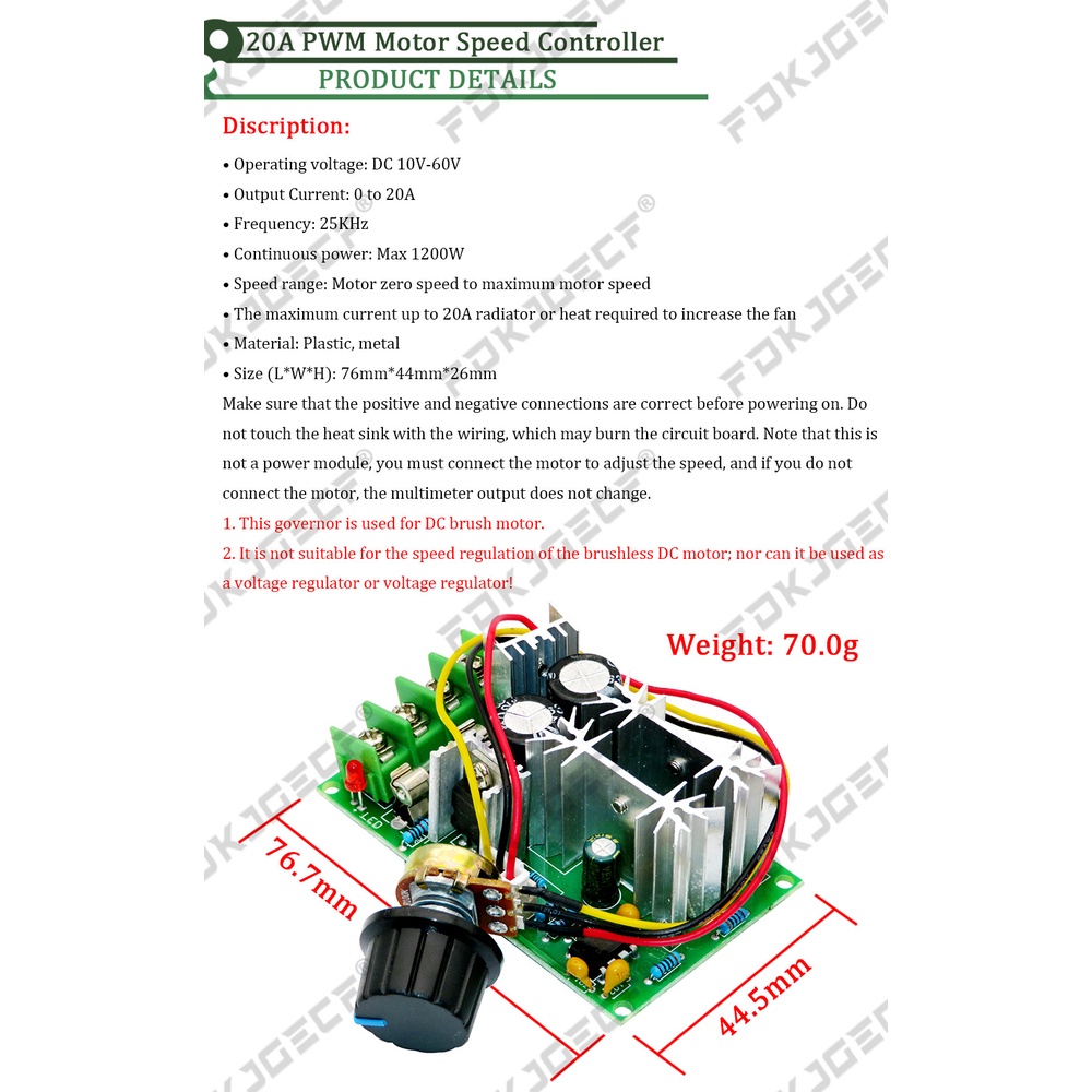 thumbnail: Riloer Motor Speed Controller 12V/24V – 120W/240W 10A Traploze Snelheidsregelaar Met Koellichaam