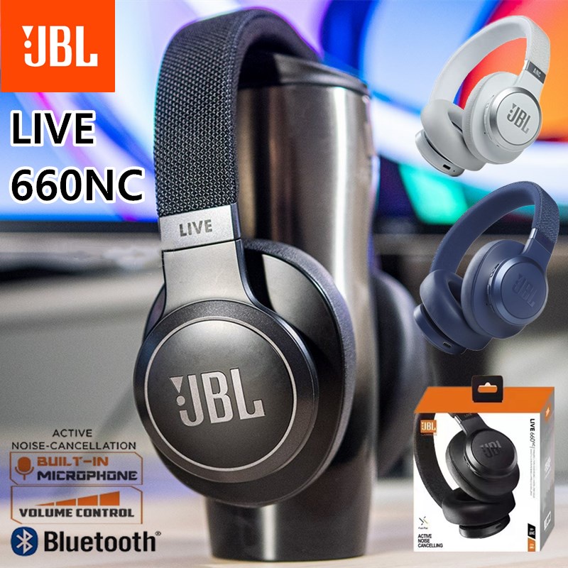 JBL Live 660NC OverEar Wireless Bluetooth Headset Stereo Sports Music Headphones with Mic Bass