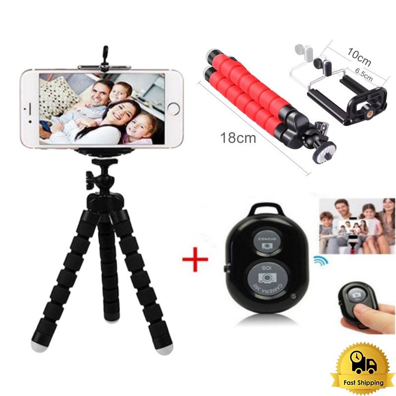Phone Tripod Holder Flexible Sponge Octopus Stand Mount Bluetooth Remote  Shutter SelfieStick Bracket