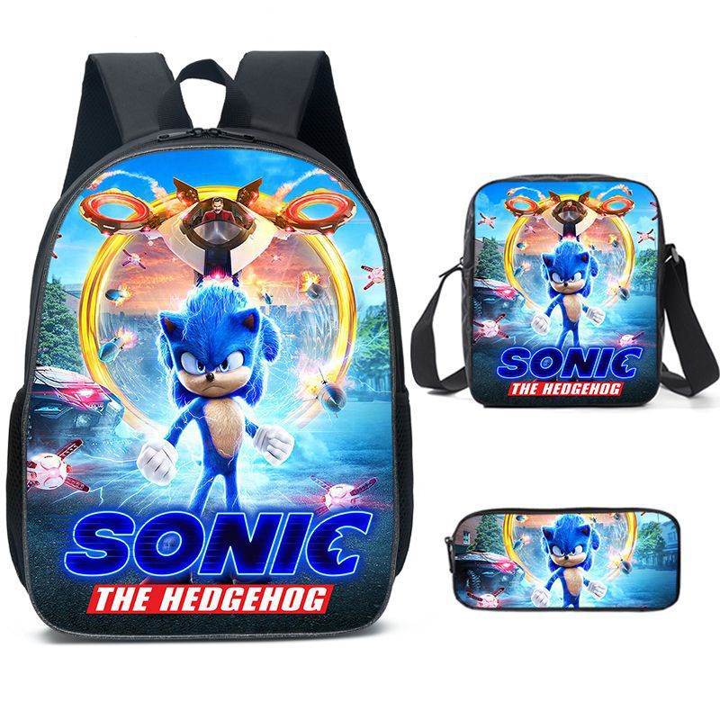 3Pcs Set Sonic The Hedgehog Backpack Cartoon Schoolbag Kids Boy ...