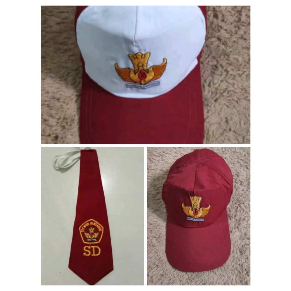 MERAH PUTIH New Red SD Hat/Red And White SD Hat/Tie | Shopee Philippines