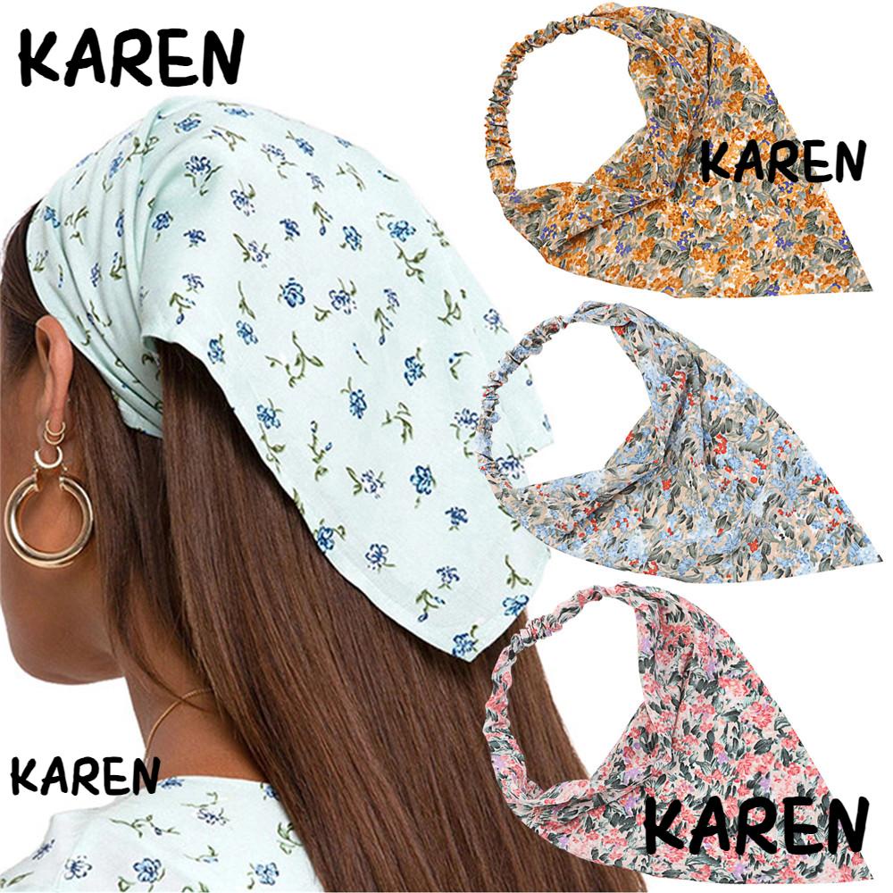 KAREN Floral Print Hair Scarf for Women Fashion Hair Accessories Elastic  Hair Band Women Headbands Kerchief Bohemia Head Wrap Head Bandana Head Scarf
