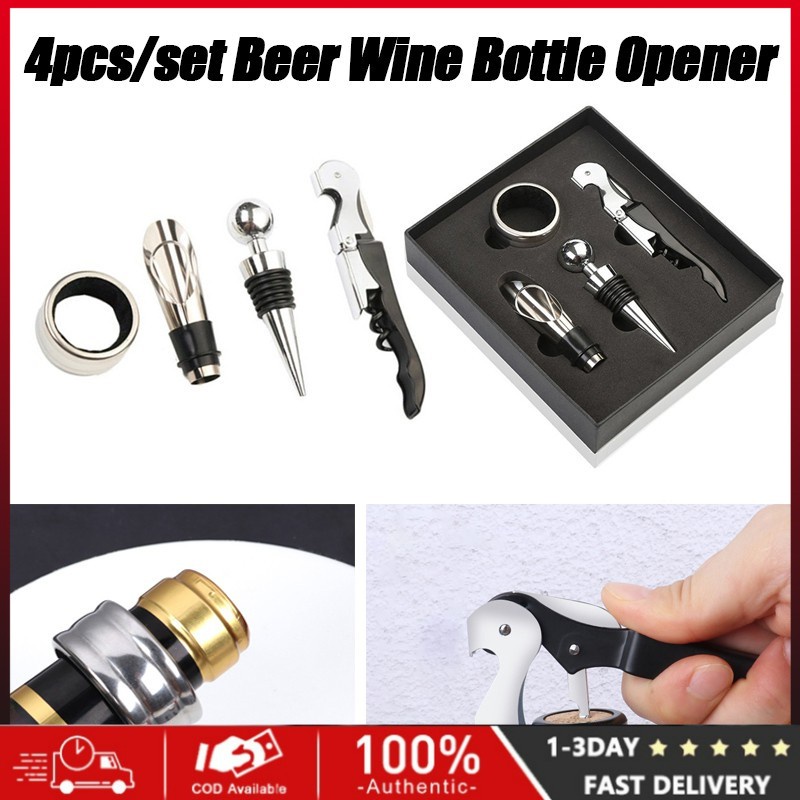 4 Pcs Wine Opener Set,Luxury Manual Wine Bottle Opener Kit With Handle