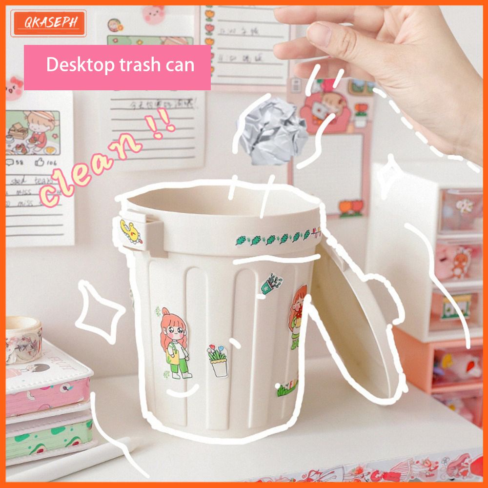 Mini Trash Can Table Organizer Cute Storage Trash Bin With Lid Mini