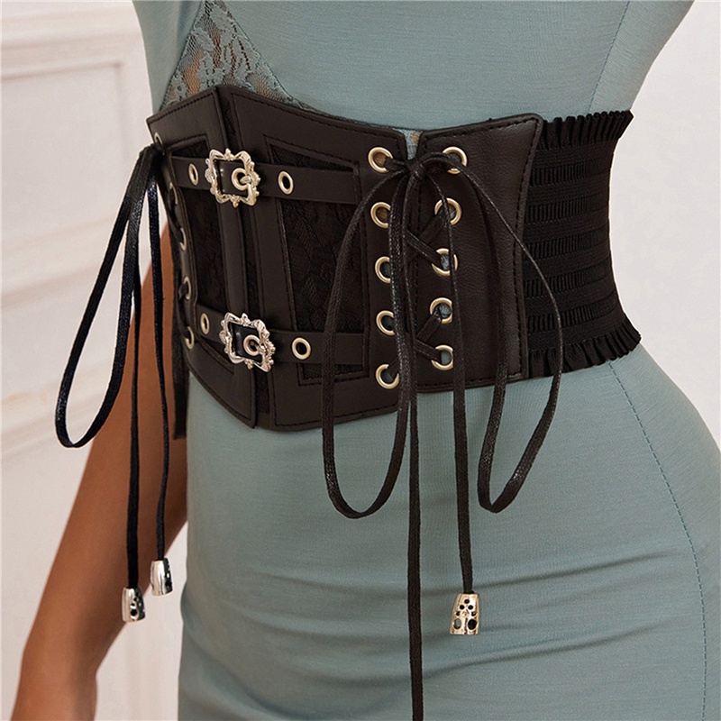 [AYBX]Gothic Solid Color Female Waist Corset Floral Pattern Belt Women ...