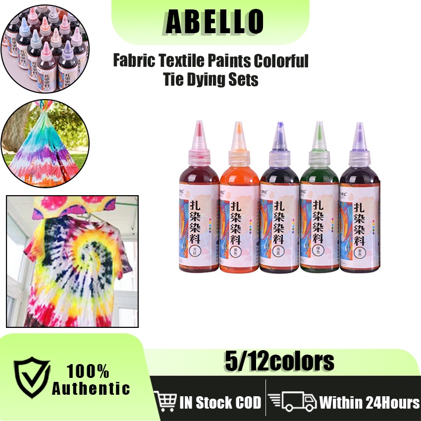 5/12 Colors DIY Tie Dye Sets for Cloth 100ml/bottle Fabric Paint Dye ...