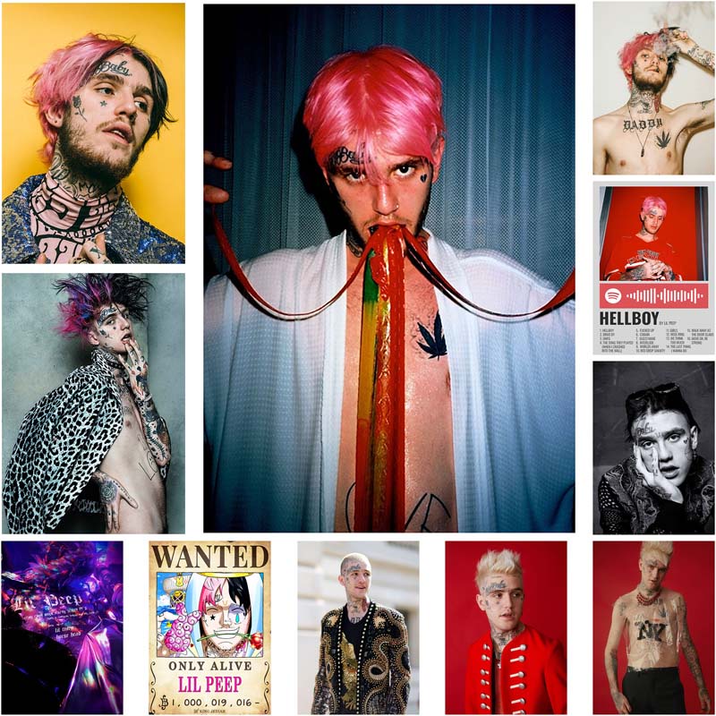 HD Printed Wall Art Decor Pictures White Paper Rapper Lil Peep Posters ...